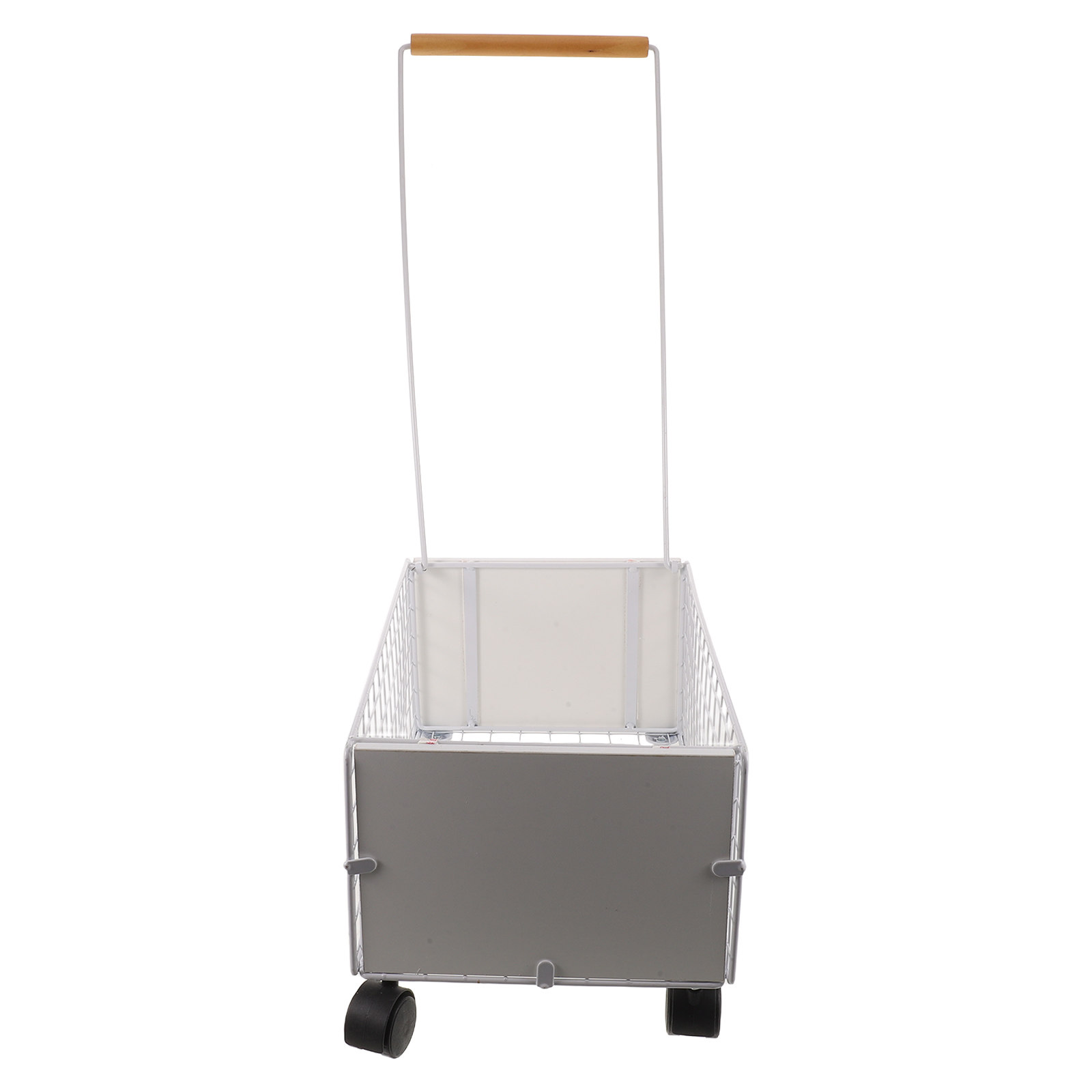Book Cart Rolling - รถเข็นหนังสือห้องสมุดแบบมีล้อ ตะกร้าเคลื่อนที่ 15x9.5x8.3 รถเข็นเก็บของโครงลวดโลหะ พร้อมด้ามจับ สำหรับบ้าน