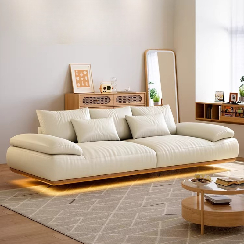 Office Furniture Luxury - โซฟาห้องนั่งเล่นสุดหรู 4 ที่นั่ง สีเบจ สไตล์อิตาลี แบบโมดูลาร์