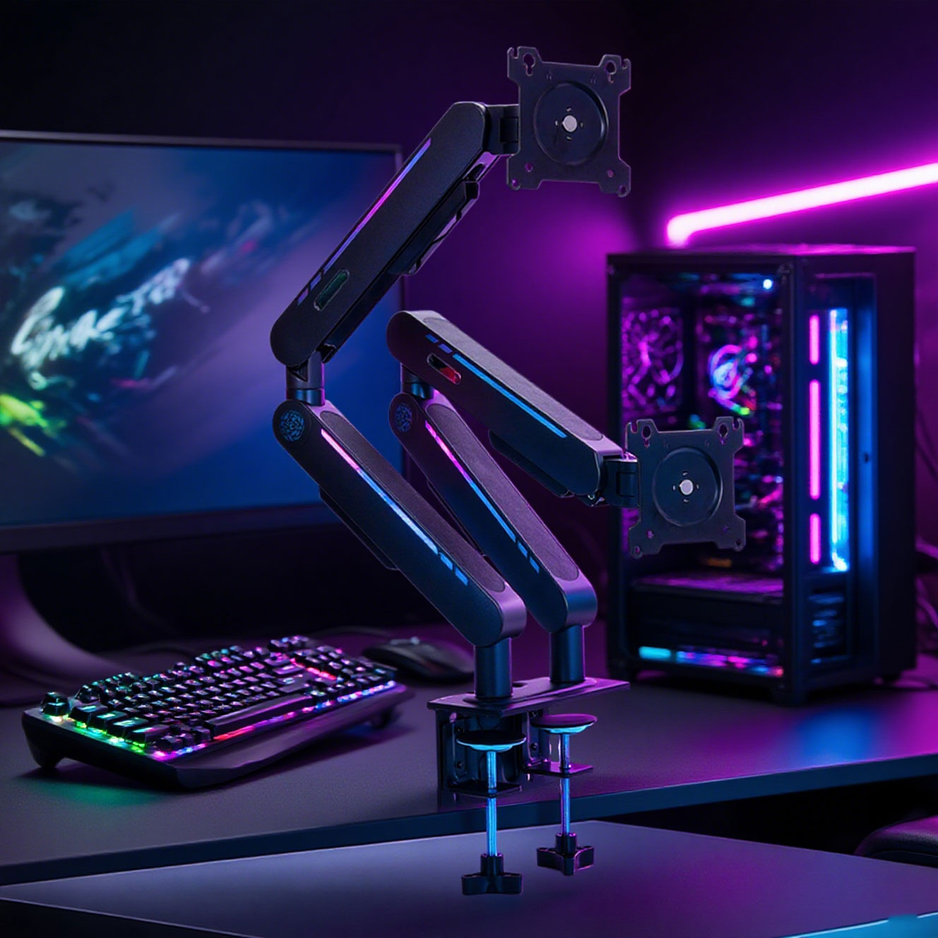 Adjustable Monitor Mount - ขาตั้งจอภาพแบบติดโต๊ะพร้อมแก๊สสปริงรุ่นใหม่ รองรับจอภาพขนาด 17 ถึง 32 นิ้ว