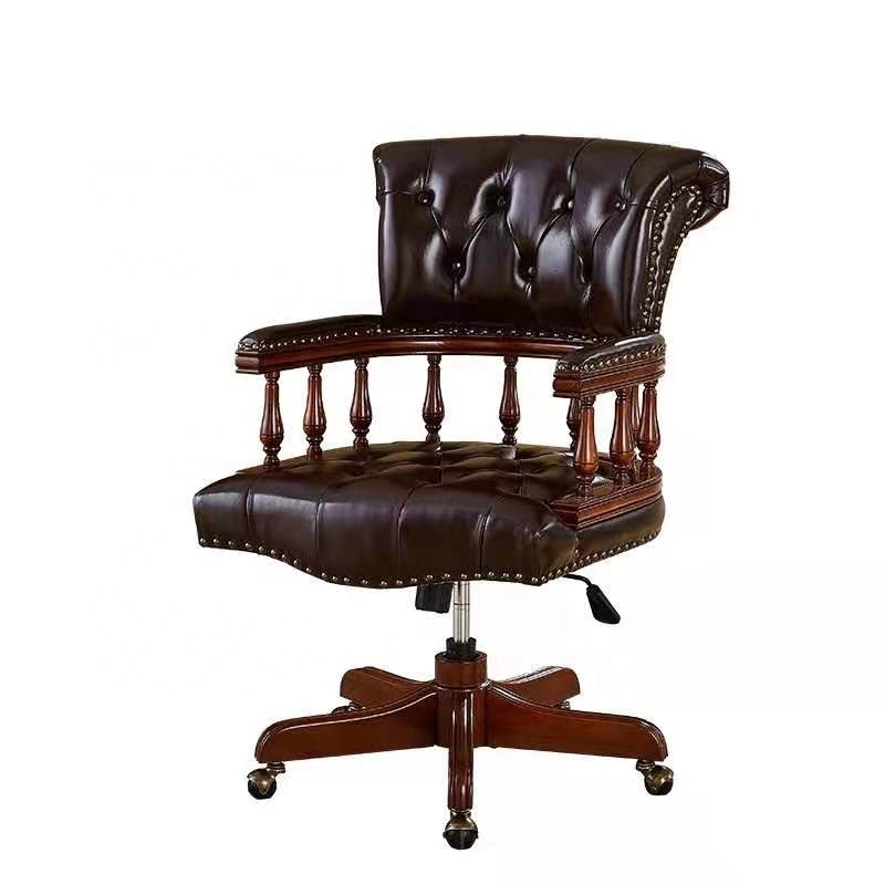 Office Furniture Uk - เก้าอี้เชสเตอร์ฟิลด์หนังแท้สีดำ Dark Ox Blood รุ่น Captains