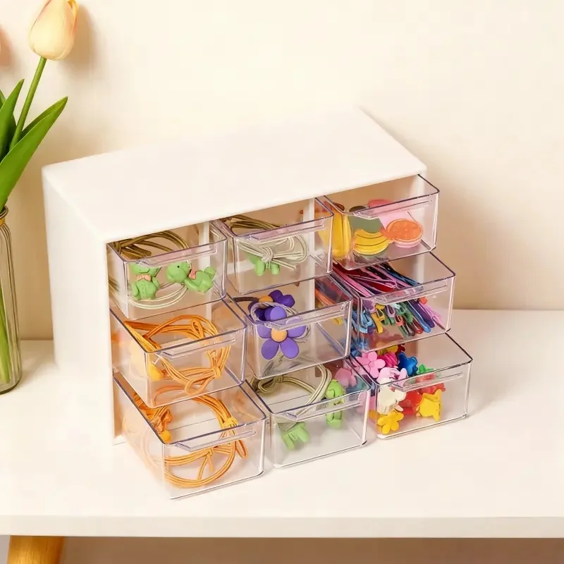 Office Furniture Direct - กล่องเก็บวัสดุทำลูกปัด กล่องเก็บของแบบลิ้นชักเก้าช่องสามารถวางซ้อนกันได้ ที่จัดระเบียบเครื่องสำอางสำหรับโต๊ะเครื่องแป้งและสำนักงาน