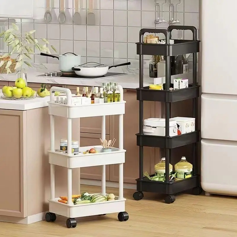 Book Cart Rolling - รถเข็นเก็บของแบบ 5 ชั้นพร้อมล้อ สำหรับจัดระเบียบในครัว ผลไม้ ขนม