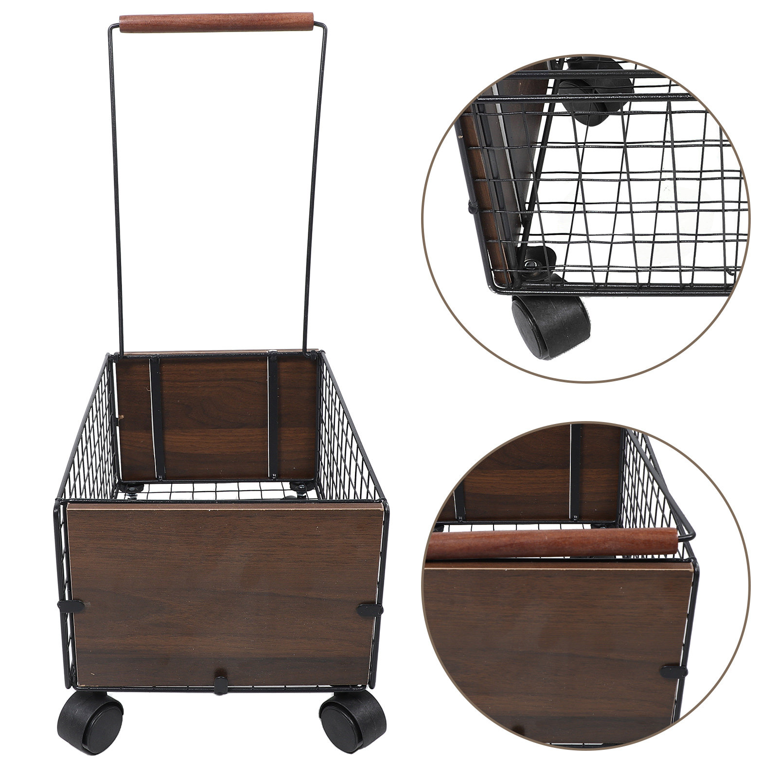 Book Cart Rolling - รถเข็นหนังสือเคลื่อนที่สำหรับห้องเรียน รถเข็นโลหะสำหรับห้องสมุด ตะกร้ามีล้อ ขนาด 15x9.5x8.3 ที่จัดเก็บหนังสือสำหรับสำนักงานและห้องเรียน