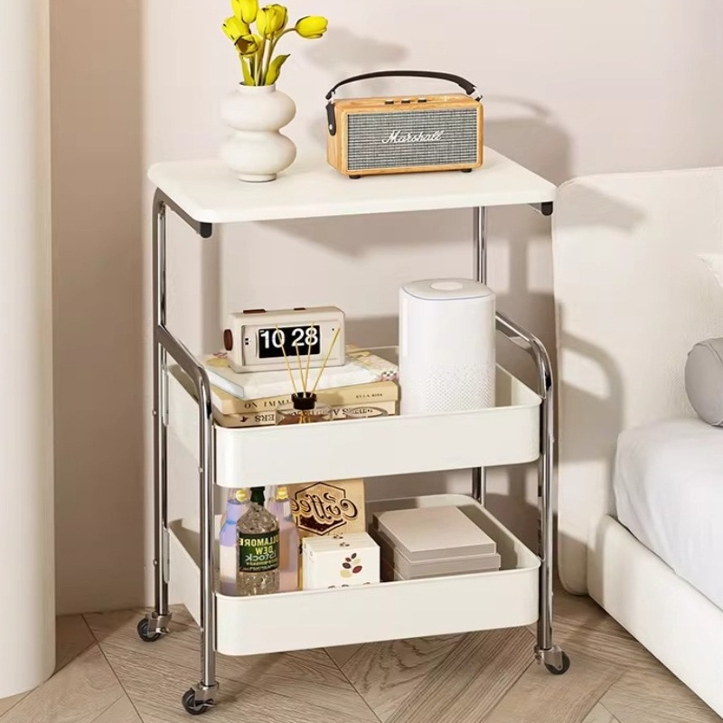Book Cart Rolling - รถเข็นอเนกประสงค์แบบมีล้อพร้อมชั้นวางของแบบแคบสำหรับเก็บขนม หนังสือ เครื่องสำอาง อุปกรณ์ต่างๆ ในห้องนอน