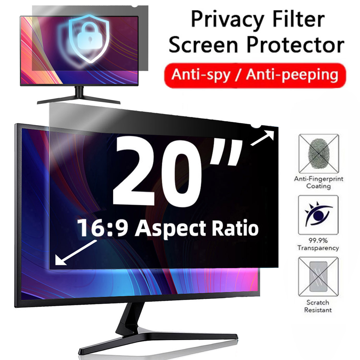 20 นิ้วคอมพิวเตอร์หน้าจอความเป - Monitor Privacy Filter บทวิจารณ์และราคา