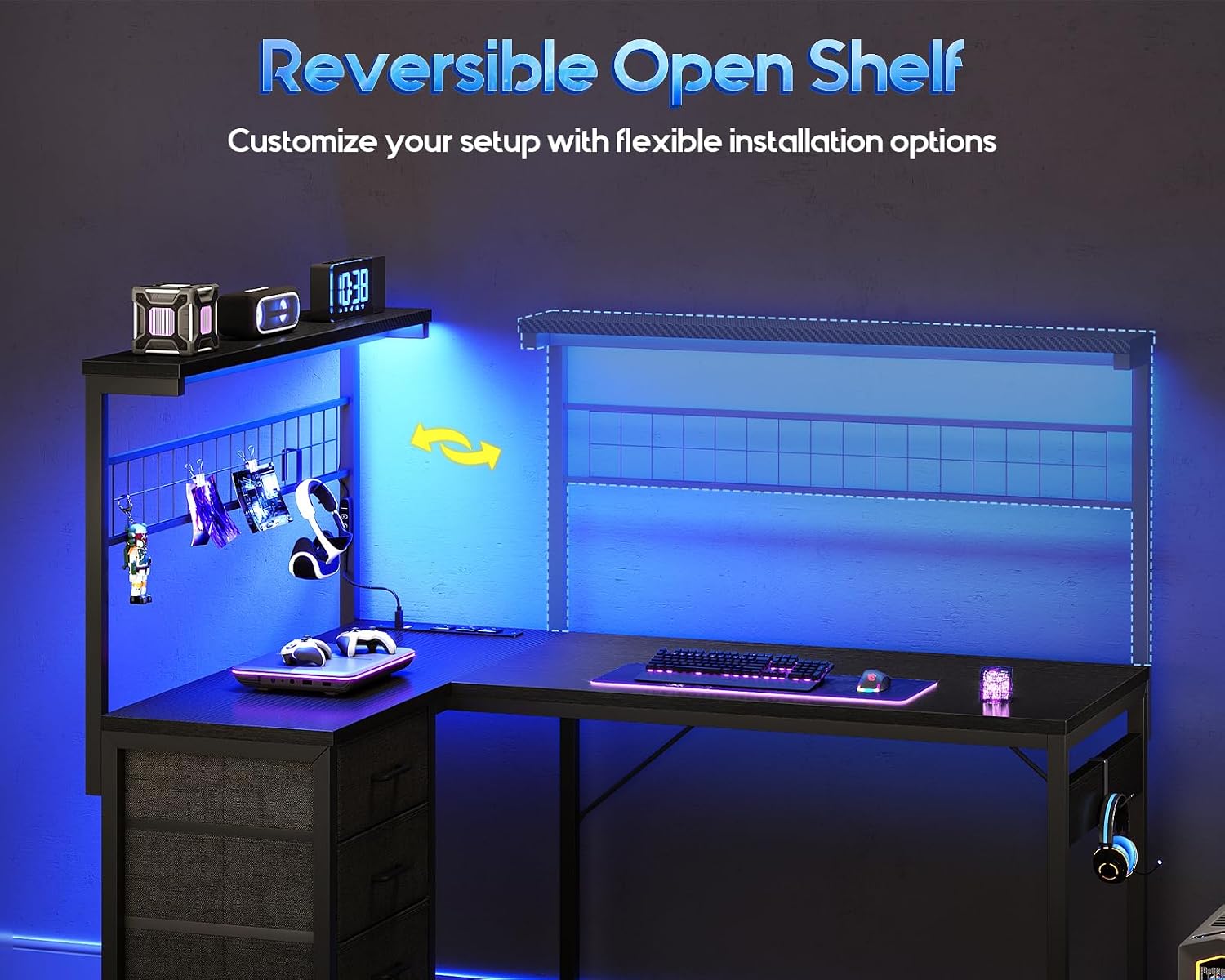 โต๊ะเกมมิ่งรูปตัว L พร้อมชั้นว - Cubicle Shelf Organizer บทวิจารณ์และราคา